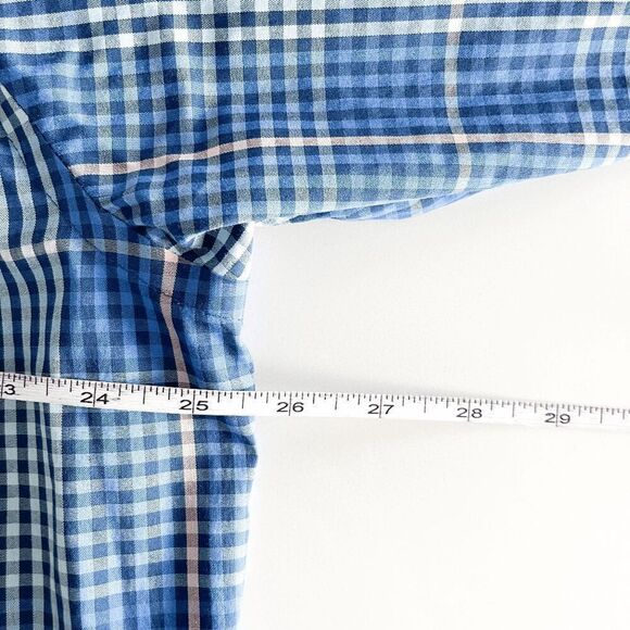 Izod Mens Plaid Non Iron Stretch Long Sleeve Button Down Shirt Blue XL - Picture 8 of 8